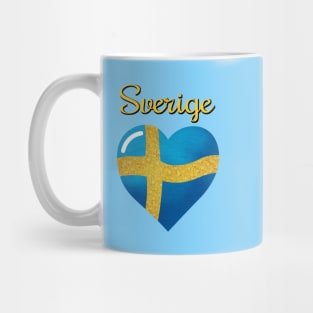 Sveriges flagga, the flag of sweden in a shape of heart Mug